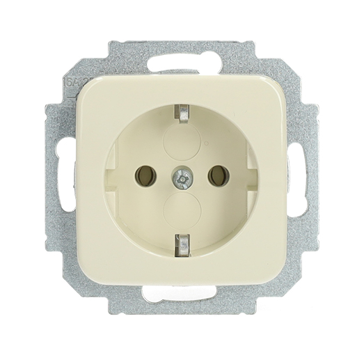 Miniatuur van EMAT stopcontact inbouw 1-voudig randaarde - creme (EMATS000)