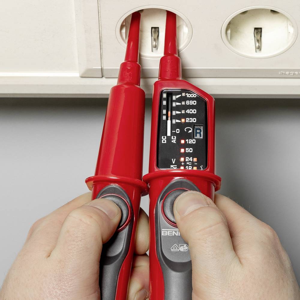 Miniatuur van Benning analoge tweepolige spanningstester (duspol) 12-1000V met led indicatie (050261)