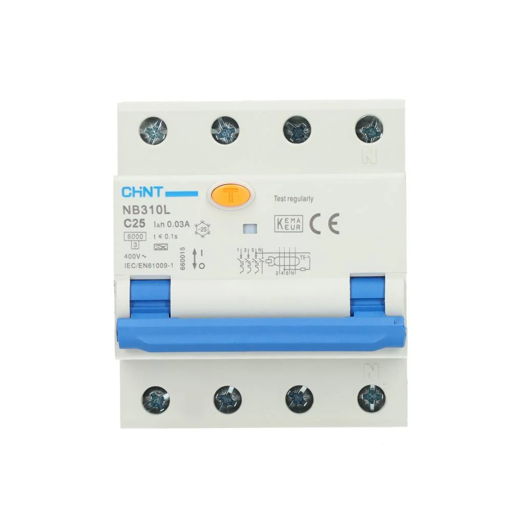 Miniatuur van Chint aardlekautomaat 25A 30mA type A 3-fase (3P+N) 10kA (2015C25)