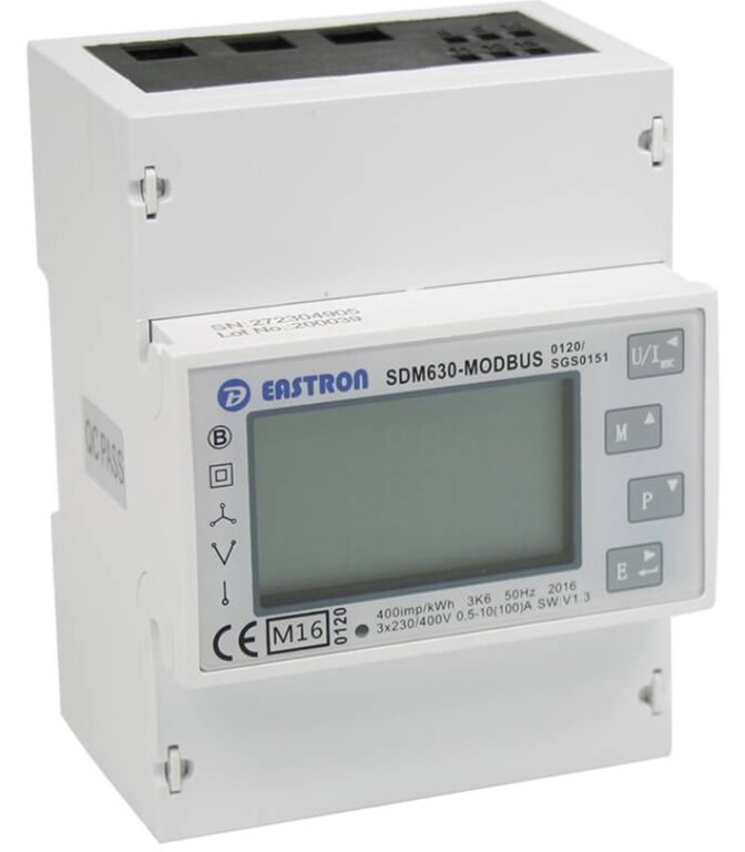 Miniatuur van Eastron kWh meter 100A 3-fase digitaal Modbus MID afname/levering (SDM630MODBUS)