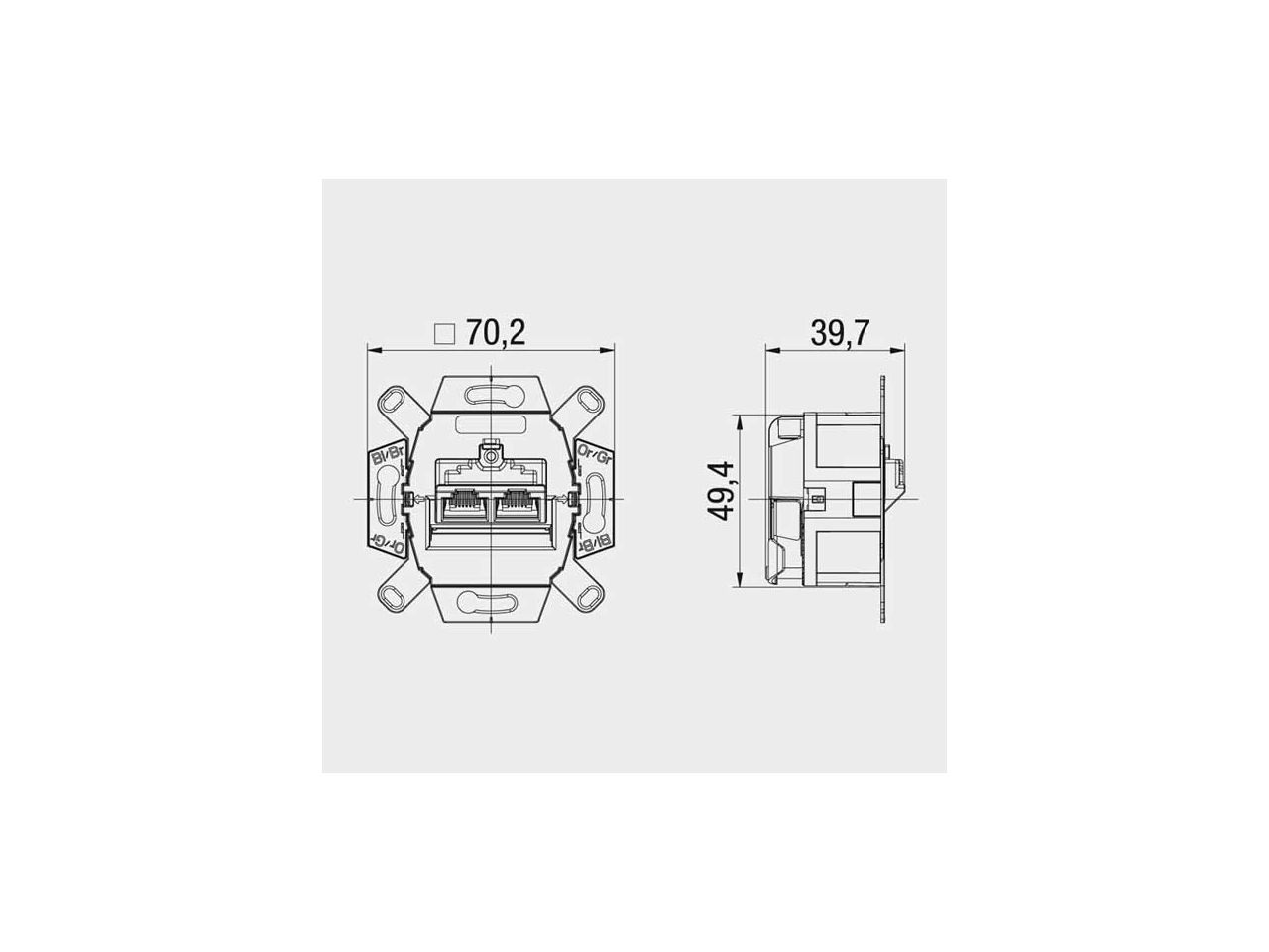 Miniatuur van Rutenbeck universele data wandcontactdoos UAE inbouw basiselement UTP 2-voudig Cat6A(39071)