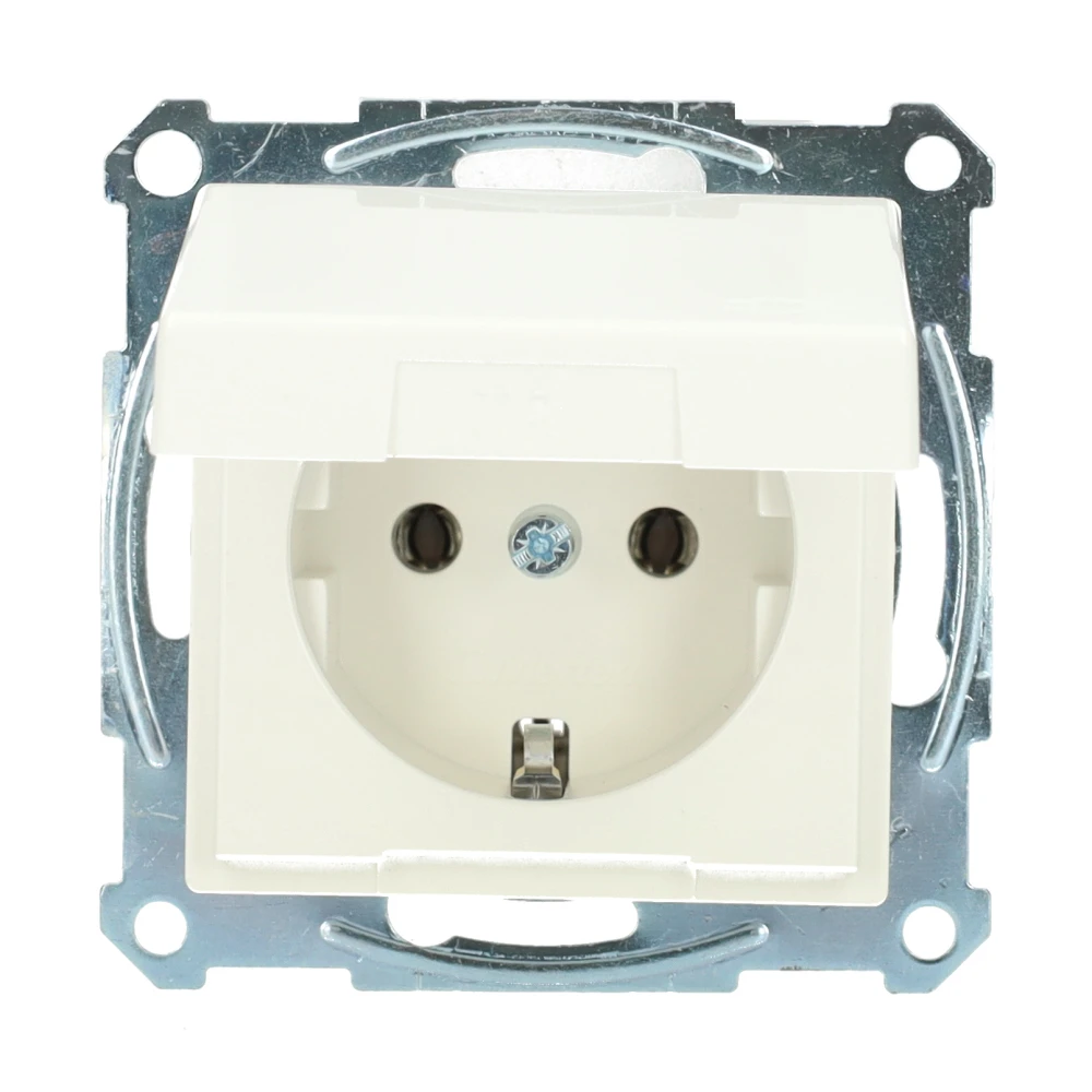 Miniatuur van Merten by Schneider Electric SCHUKO systeem M wandcontactdoos met klapdeksel en steekklemmen - polarwit glanzend (MTN2311-0319)