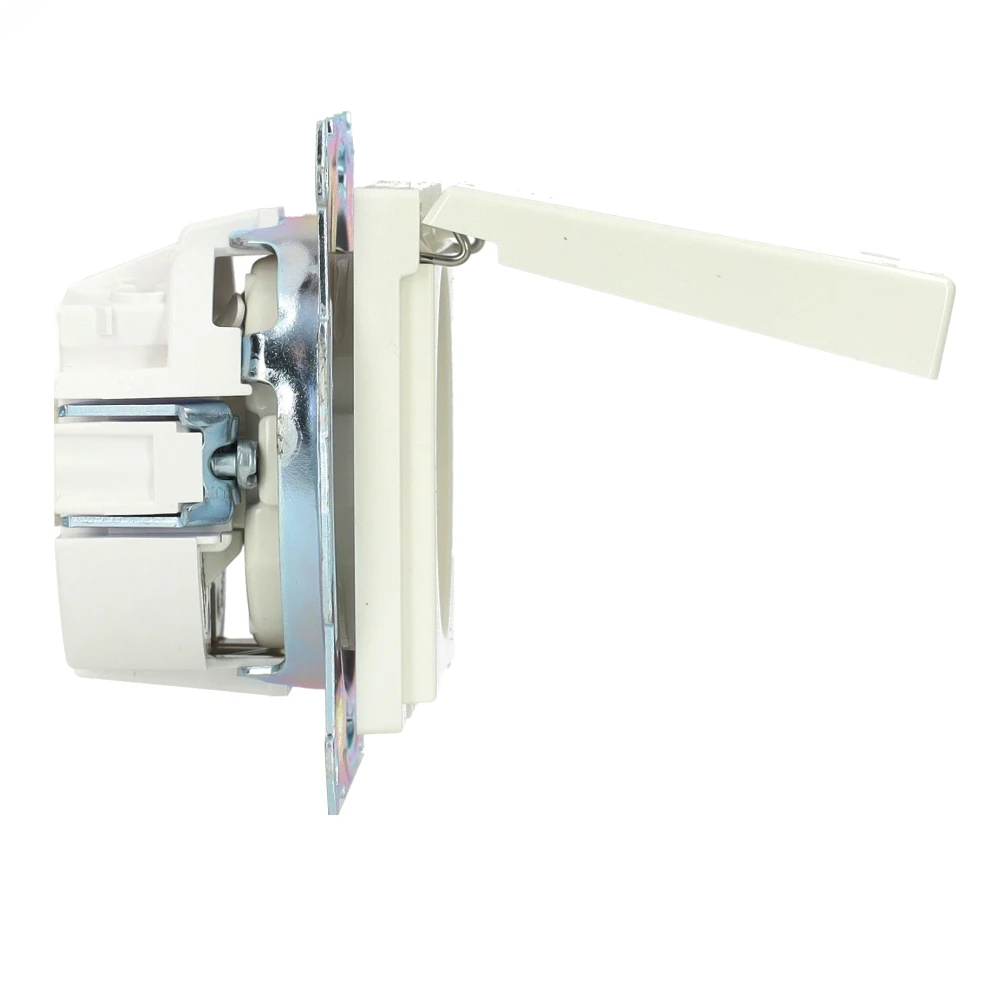 Miniatuur van Merten by Schneider Electric SCHUKO systeem M wandcontactdoos met klapdeksel en steekklemmen - polarwit glanzend (MTN2311-0319)