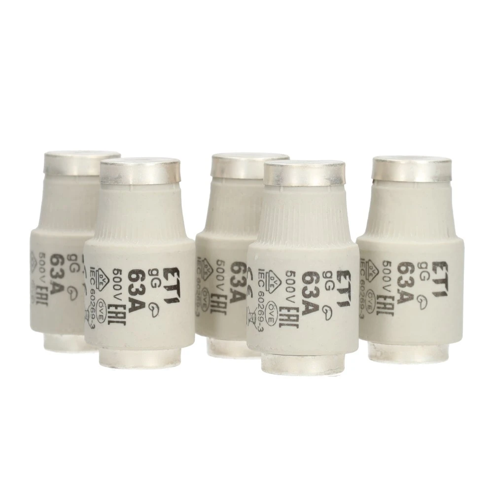 Miniatuur van ETI zekering 63A traag DIII per 5 stuks