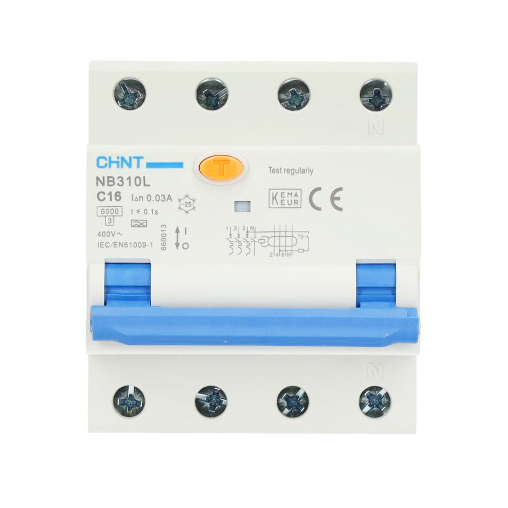Miniatuur van Chint aardlekautomaat C16 30mA 3-fase (3P+N) 6kA (2015C16)