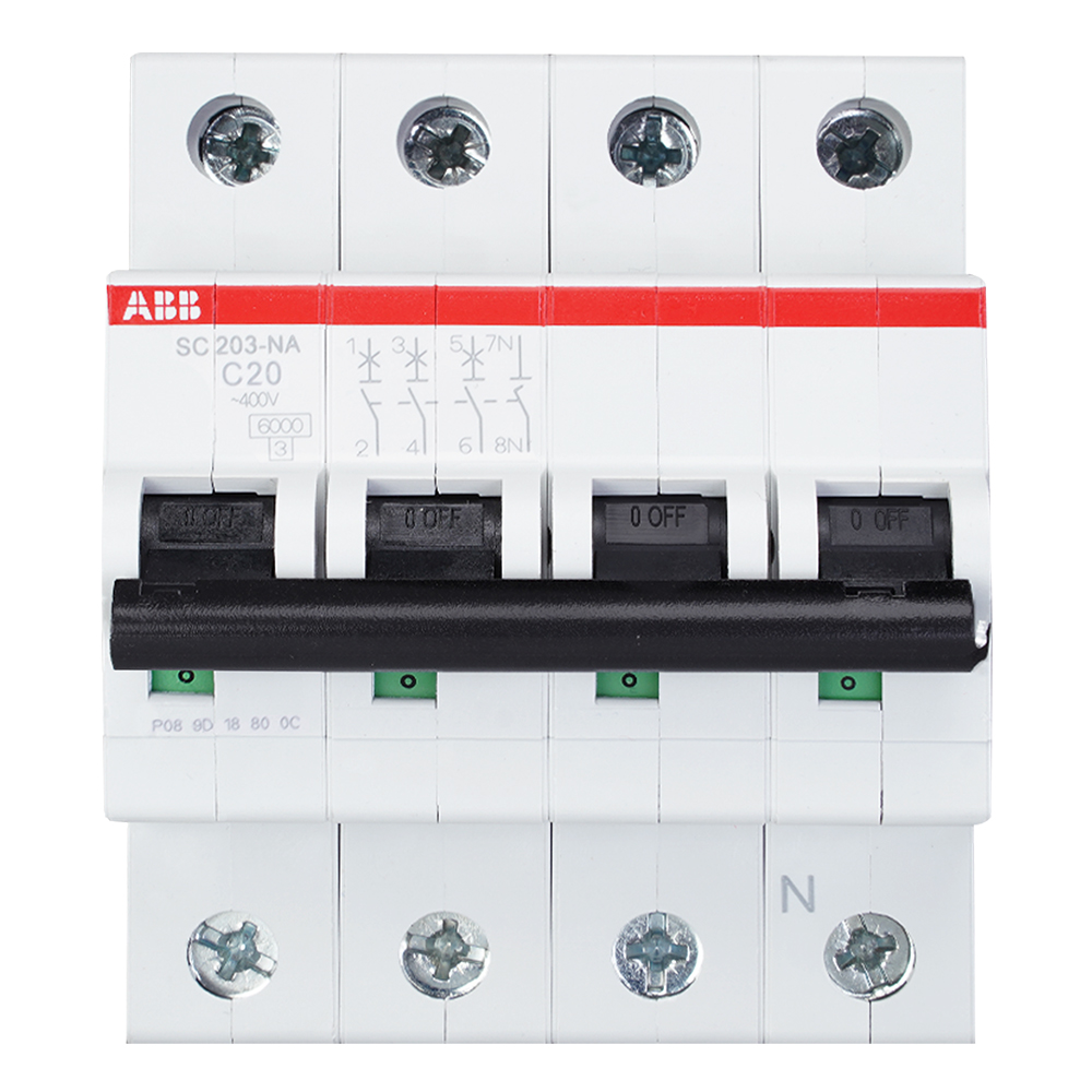 Miniatuur van ABB krachtgroep 3-polig+nul 20A C-kar (2CDS253120R0204) (SC 203 C20 NA)