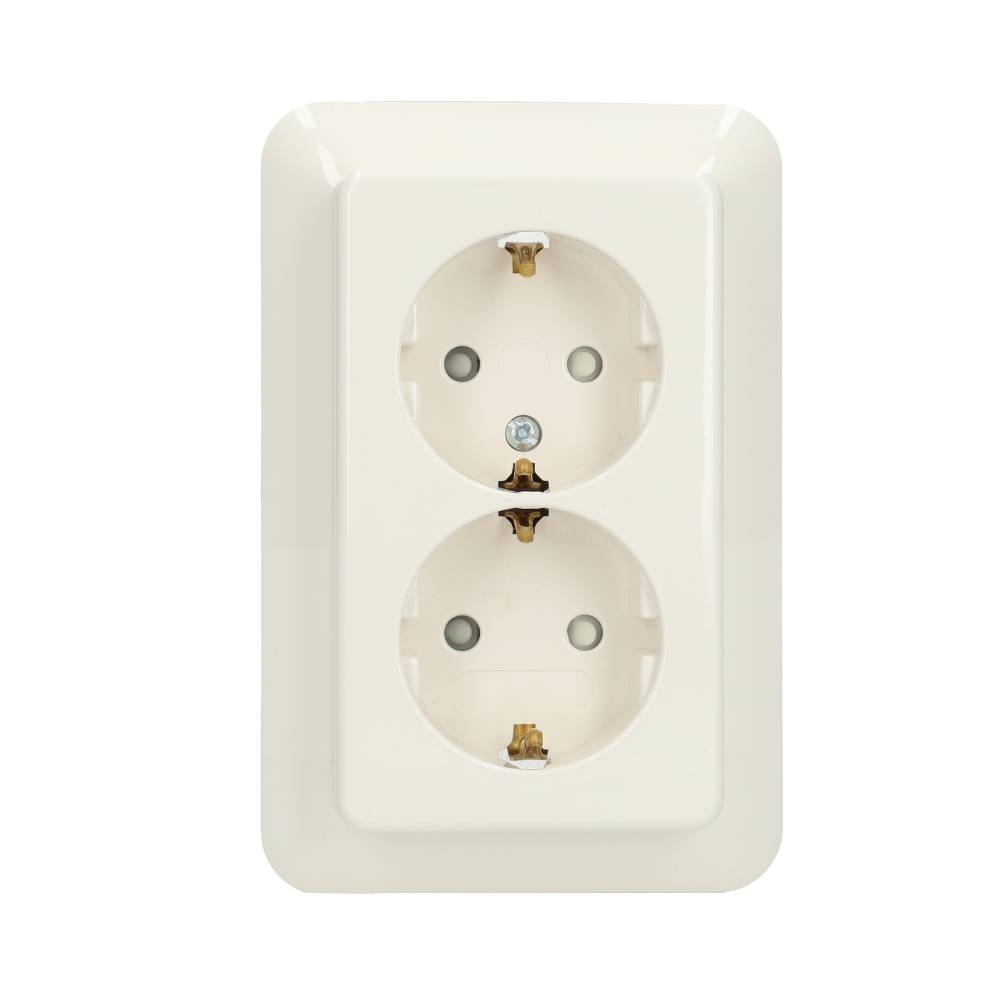 Miniatuur van Kopp RIVO stopcontact half opbouw met randaarde zonder kinderbeveiliging 2-voudig wit