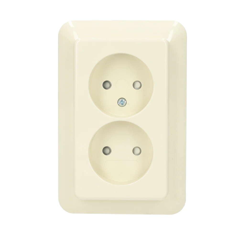 Miniatuur van Kopp RIVO stopcontact half opbouw zonder randaarde met kinderbeveiliging 2-voudig creme