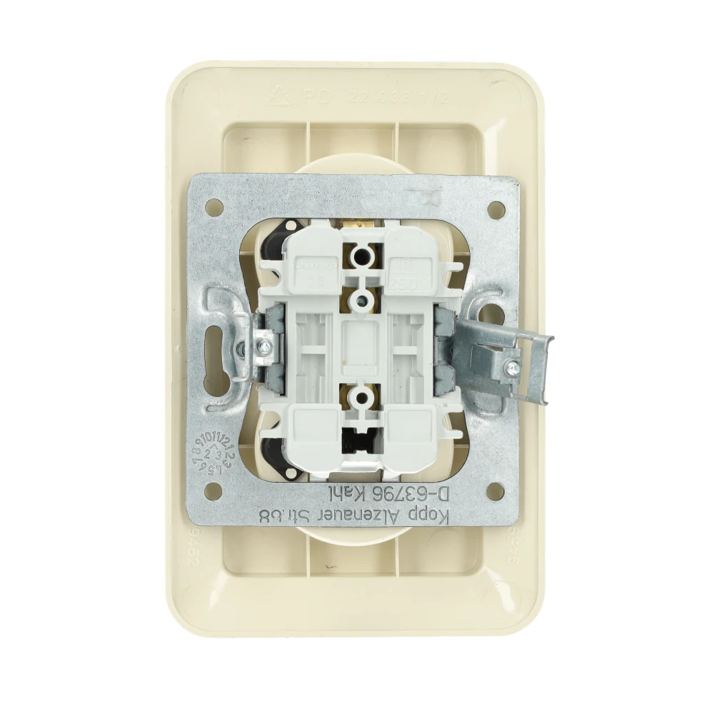 Miniatuur van Kopp RIVO stopcontact half opbouw zonder randaarde met kinderbeveiliging 2-voudig creme