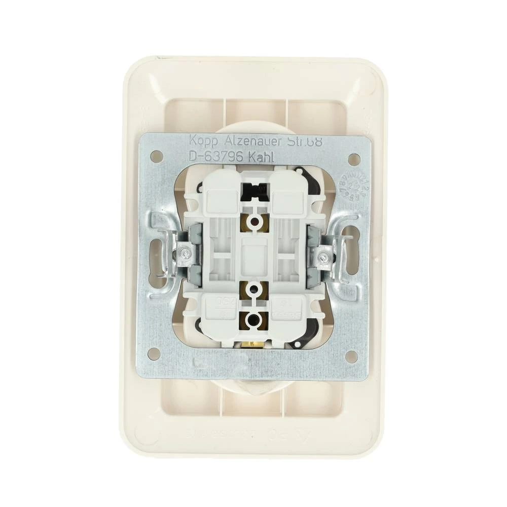 Miniatuur van Kopp RIVO stopcontact half opbouw zonder randaarde met kinderbeveiliging 2-voudig wit