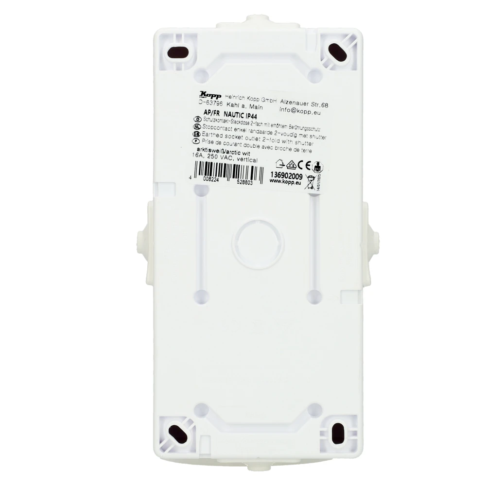 Miniatuur van Kopp NAUTIC stopcontact ip44 verticaal met randaarde 2-voudig opbouw wit