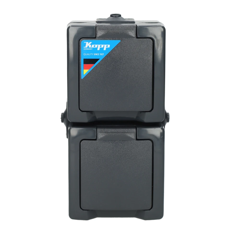 Miniatuur van Kopp NAUTIC stopcontact ip44 verticaal met randaarde 2-voudig opbouw antraciet