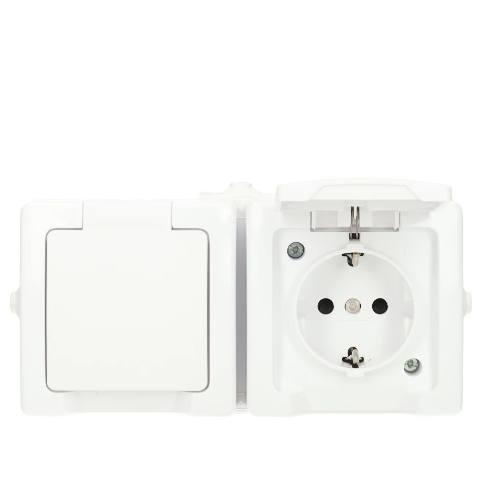 Miniatuur van Kopp NAUTIC stopcontact ip44 horizontaal met randaarde 2-voudig opbouw wit