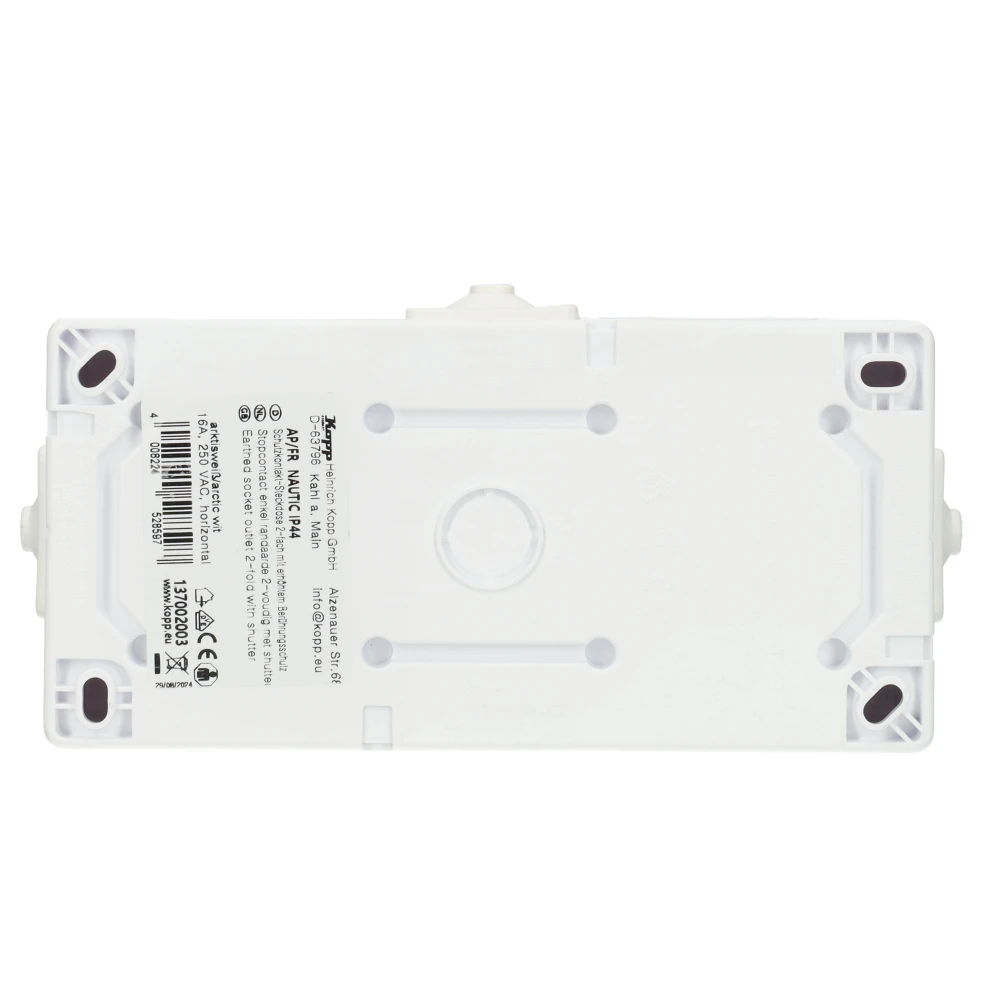 Miniatuur van Kopp NAUTIC stopcontact ip44 horizontaal met randaarde 2-voudig opbouw wit