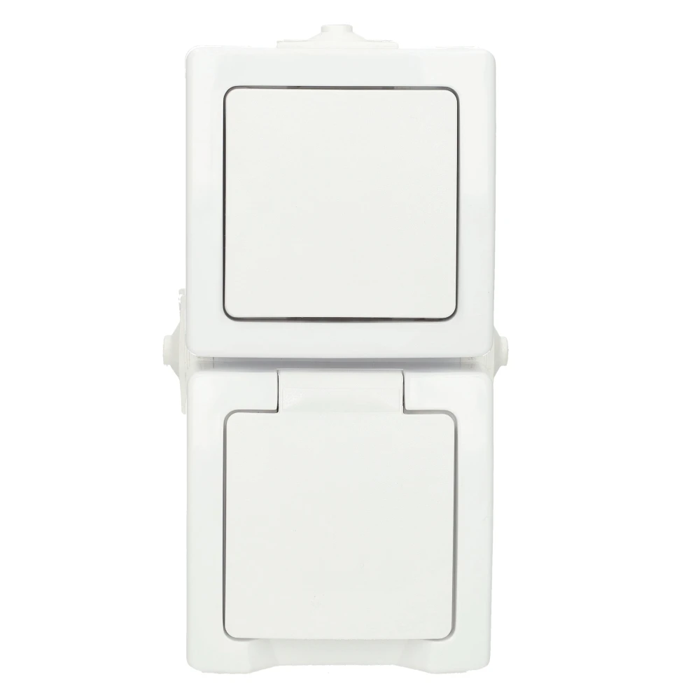Miniatuur van Kopp NAUTIC combinatie wisselschakelaar en stopcontact ip44 verticaal met randaarde opbouw wit(138502009)