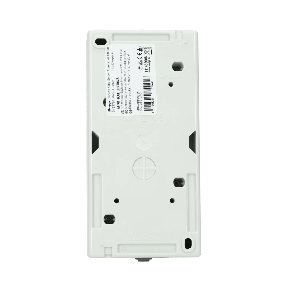 Miniatuur van Kopp blue electric stopcontact ip44 verticaal met deksel en randaarde 2-voudig opbouw grijs