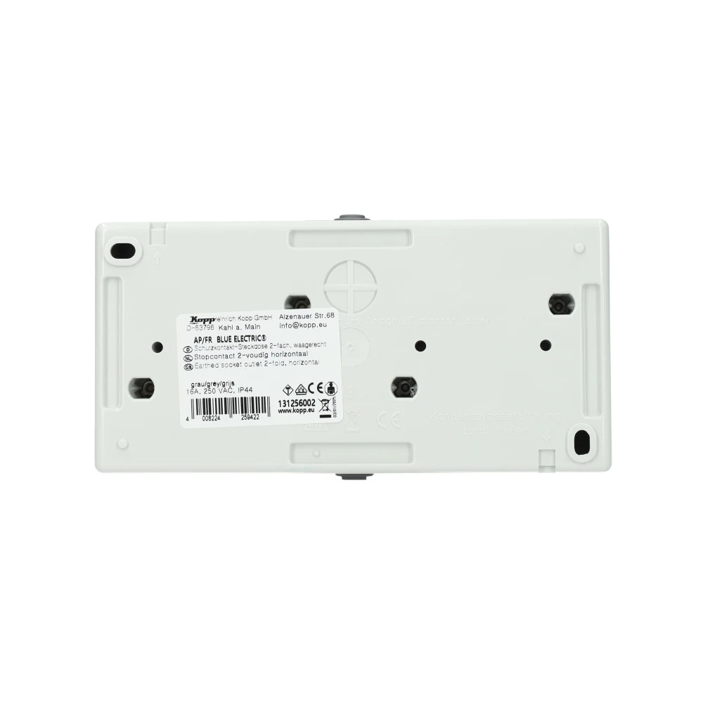 Miniatuur van Kopp blue electric stopcontact ip44 horizontaal met deksel en randaarde 2-voudig opbouw grijs