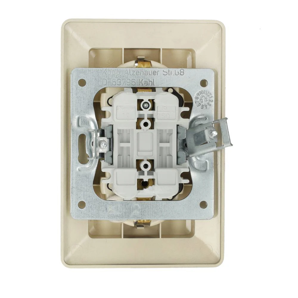 Miniatuur van Kopp HK02 stopcontact half-inbouw met randaarde en kinderbeveiliging 2-voudig staal (927720003)