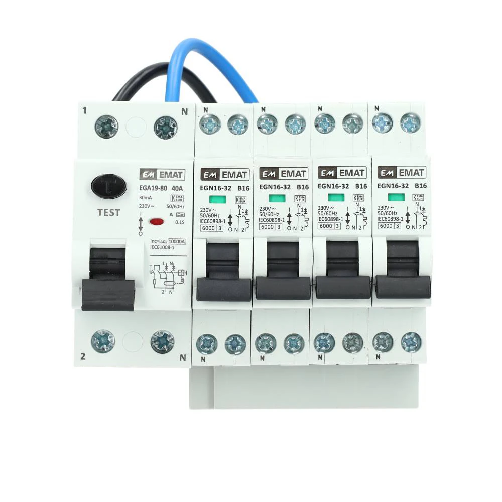 Miniatuur van EMAT uitbreidingsset 1 aardlekschakelaar 2P 40A, 4 installatieautomaat 1P+N 16A B-Kar (85015003)
