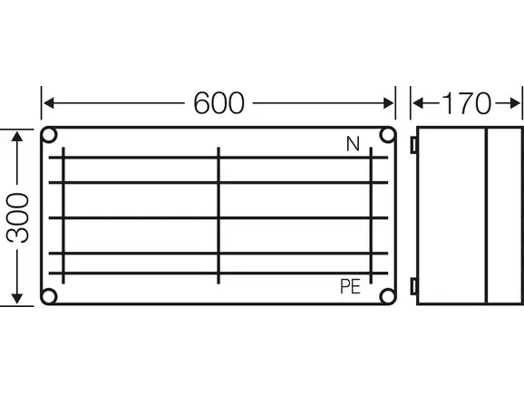 Miniatuur van Hensel 6452 railsysteemkast 250A 5-polig 600x300mm