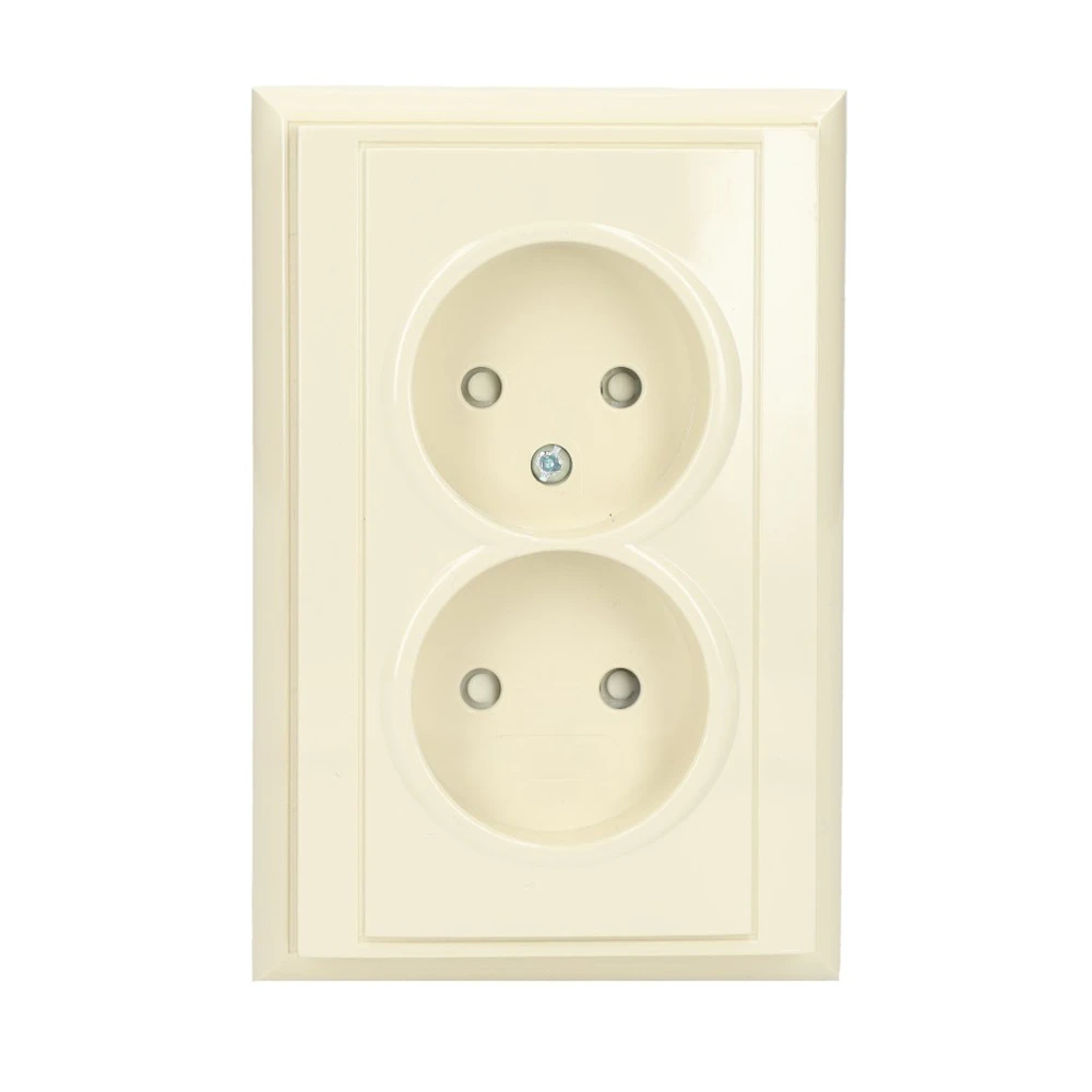 Miniatuur van Kopp MALTA stopcontact 2-voudig zonder aarde kinderbeveiliging wit