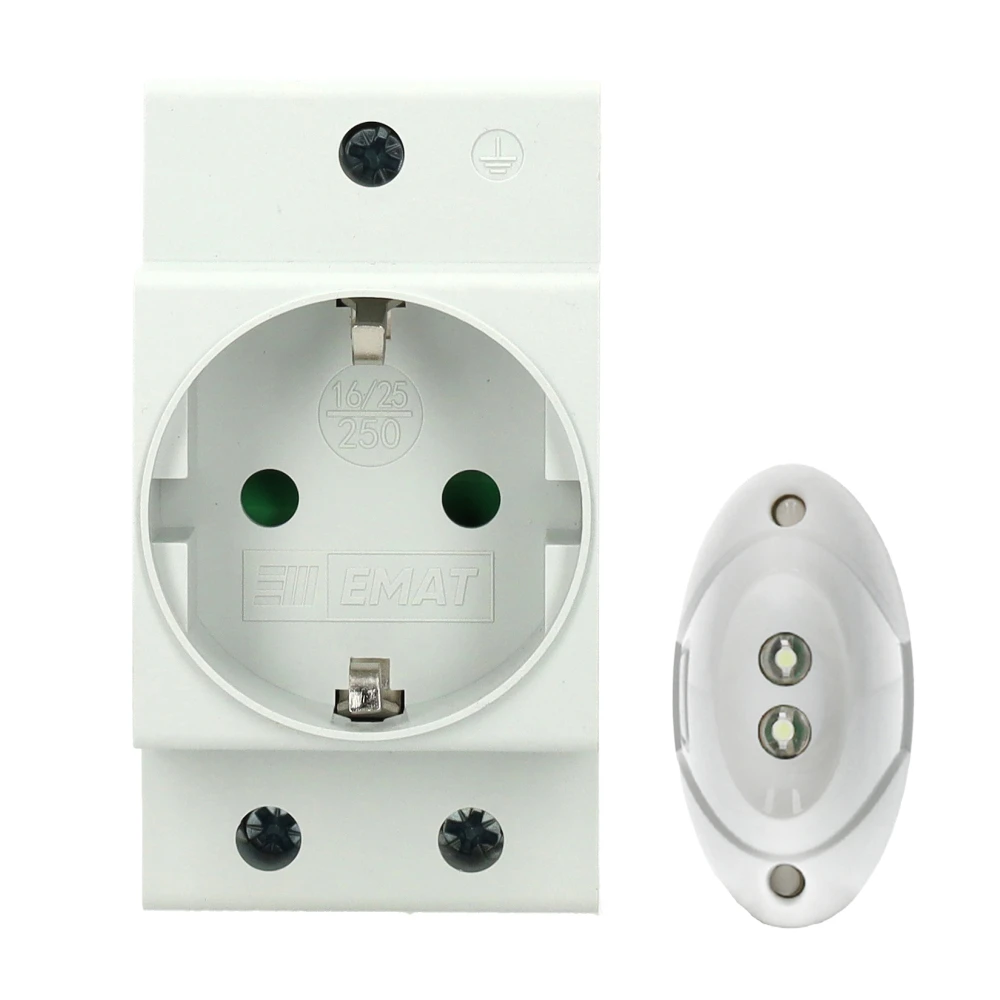 Miniatuur van EMAT stopcontact met randaarde DIN-rail met LED noodlamp (E10124N)