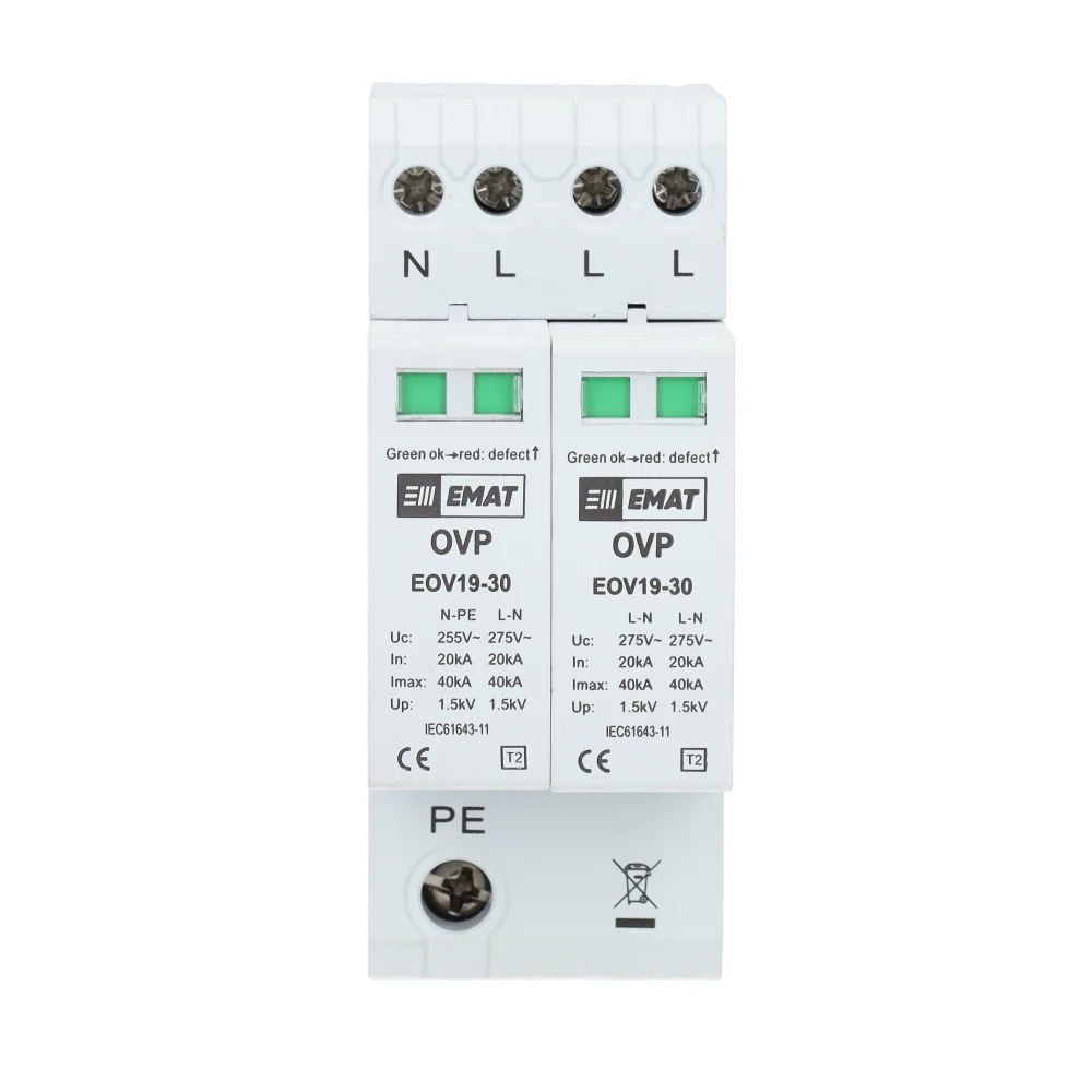 Miniatuur van EMAT overspanningsbeveiliging type 2 3P+N (TN-S, TT) 40kA DIN-rail (85011001)
