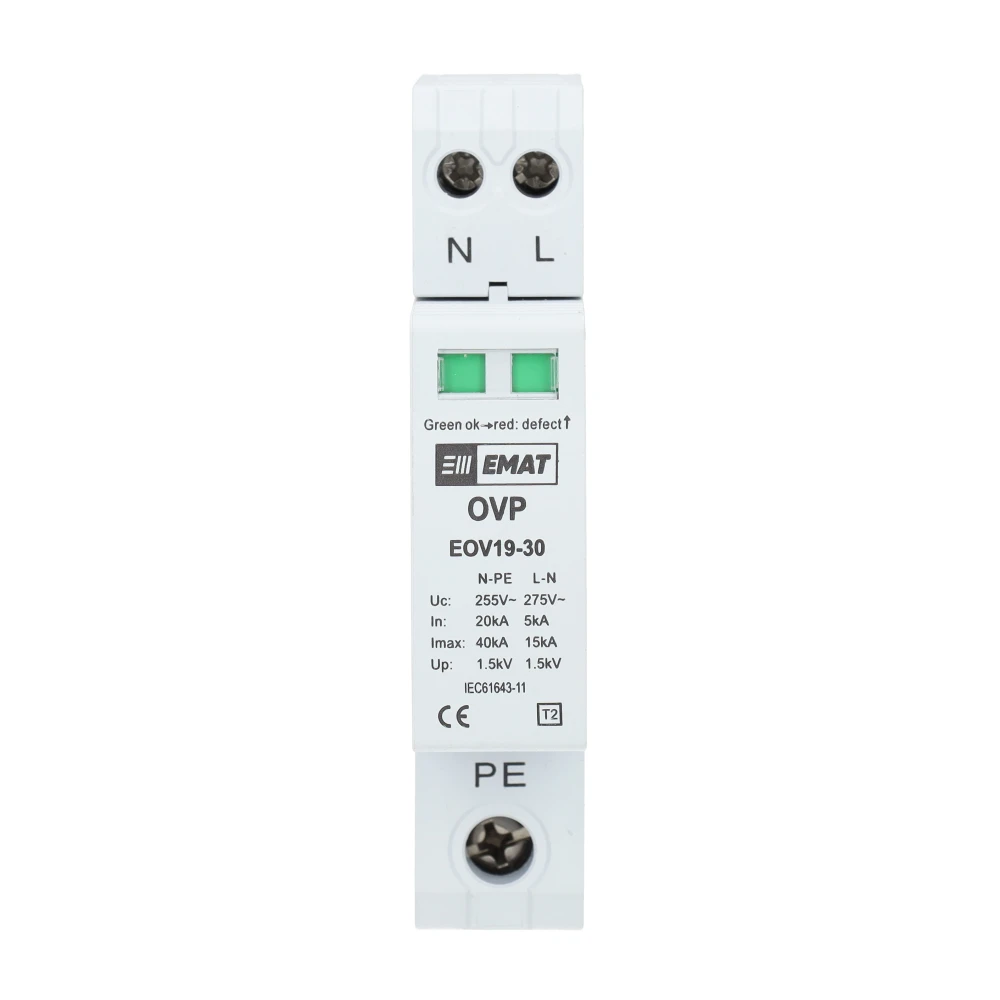 Miniatuur van EMAT overspanningsbeveiliging type 2 1P+N (TN-S, TT) 40kA DIN-rail (85011000)