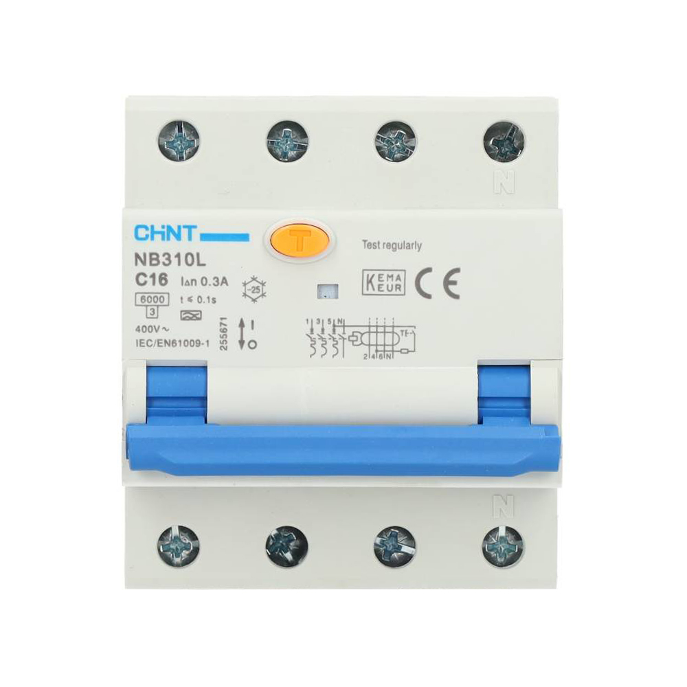 Miniatuur van Chint aardlekautomaat C16 300mA type A 3-fase (3P+N) 6kA (2015C16300)
