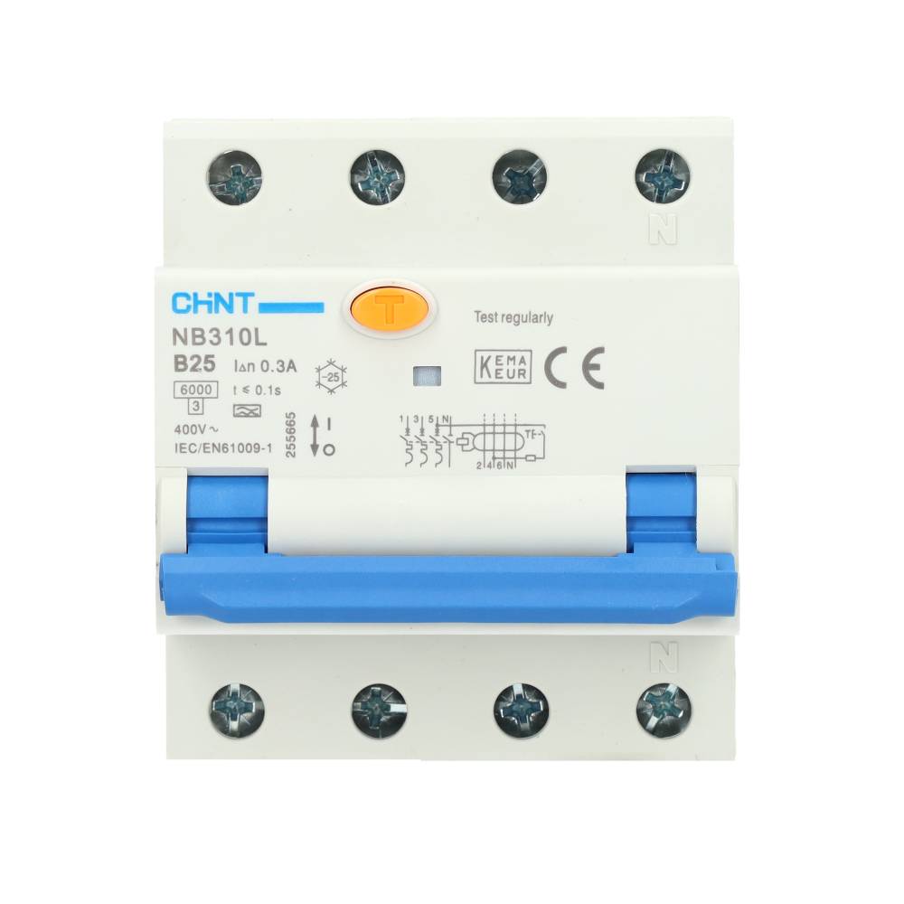 Miniatuur van Chint aardlekautomaat B25 300mA 3-fase (3P+N) 6kA (2015B25300)