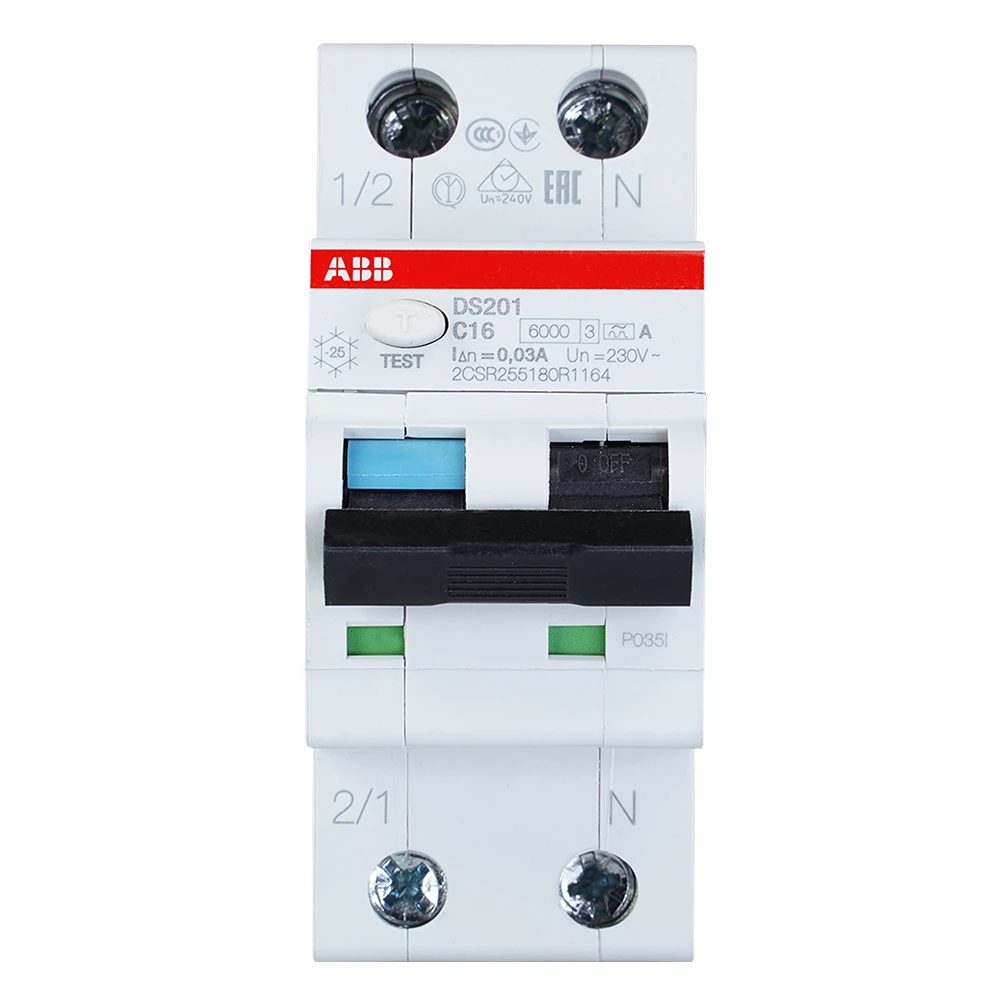 Miniatuur van ABB Componenten aardlekautomaat 1-polig+nul 16A B-kar 30mA (DS201 B16 A30)