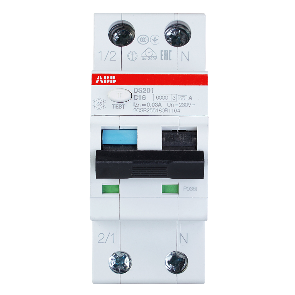 Miniatuur van ABB Componenten aardlekautomaat 1-polig+nul 16A B-kar 30mA (DS201 B16 A30)