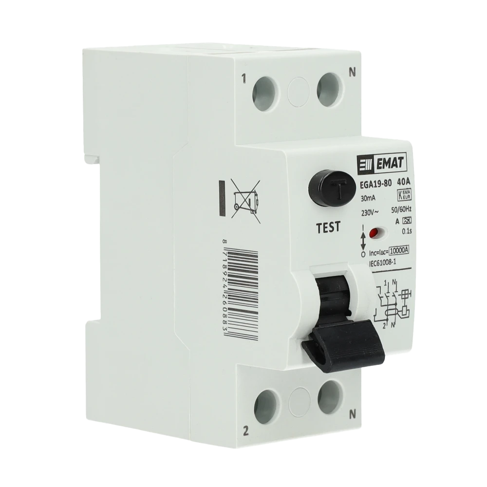 Miniatuur van EMAT aardlekschakelaar 40A 30mA type A 1-fase (2P) (85002000)