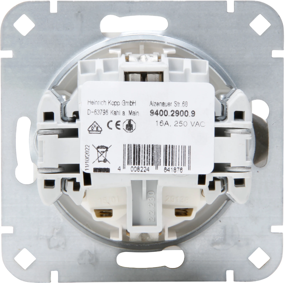 Miniatuur van Kopp HK07 wandcontactdoos met randaarde en kinderbeveiliging - gebroken wit RAL9010 glans (940029009)