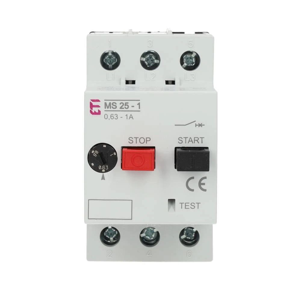 Miniatuur van ETI motorbeveiligingsschakelaar MS25-1 0.63 - 1.0A (4600050)