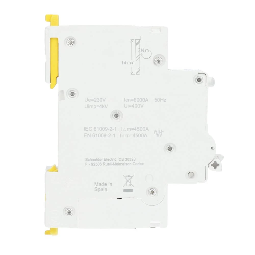 Miniatuur van Schneider Electric aardlekautomaat 1-polig+nul 20A B-kar 30mA (R9D01620)