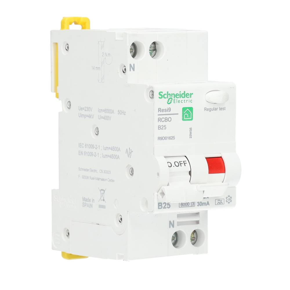 Miniatuur van Schneider Electric aardlekautomaat 1-polig+nul 25A B-kar 30mA (R9D01625)