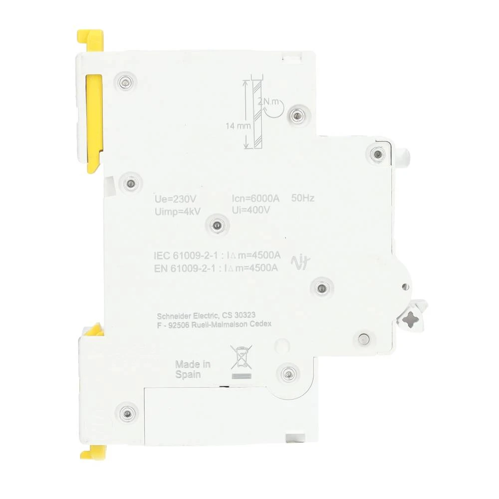 Miniatuur van Schneider Electric aardlekautomaat 1-polig+nul 20A C-kar 30mA (R9D55620)