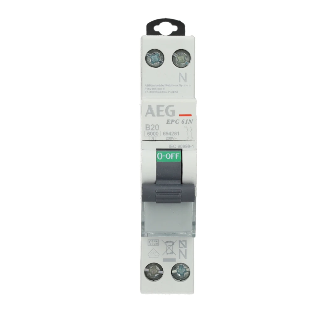 Miniatuur van AEG installatieautomaat 1-polig+nul 20A B-kar (694281)