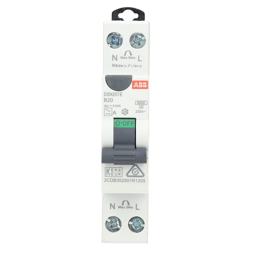 Miniatuur van ABB Componenten aardlekautomaat 1-polig+nul 20A B-kar 30mA (DSN201E B20 A30)