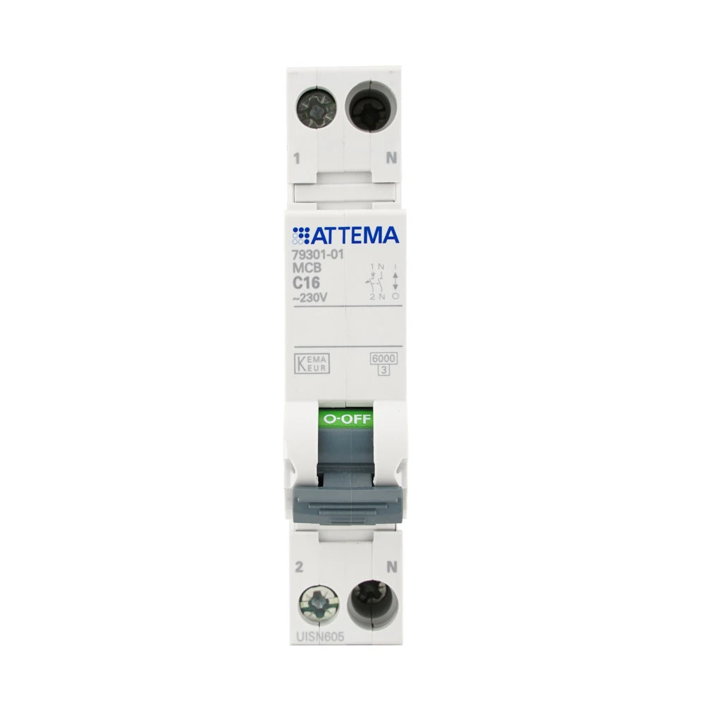 Miniatuur van ATTEMA installatieautomaat 1-polig+nul 16A C-kar (AT90203)