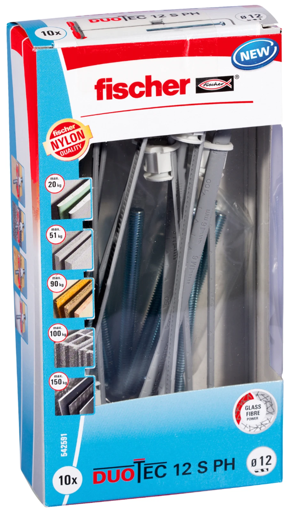 Miniatuur van Fischer Fischer DuoTec Hollewandplug 12 S met bolkopschroef - per 10 stuks (542591)
