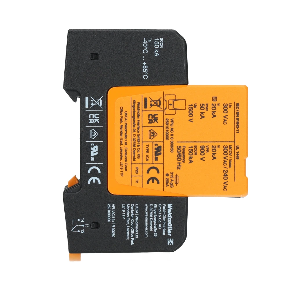 Miniatuur van Weidmüller overspanningsbeveiliging type 2 VPU AC II 3+1 R 300/50 (2591090000)