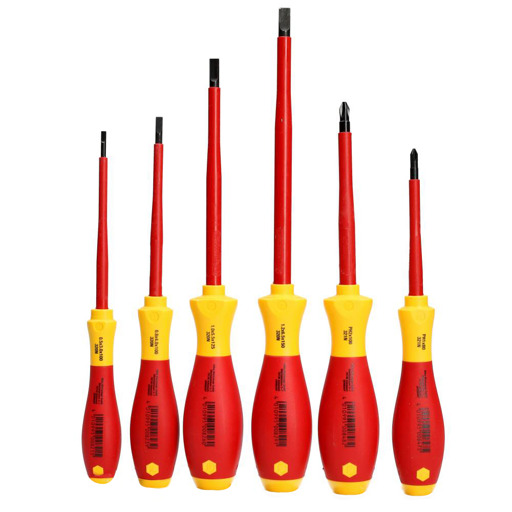 Miniatuur van Wiha schroevendraaierset SoftFinish Electric 1000V 320N SL/PH. 6-delig (00833)