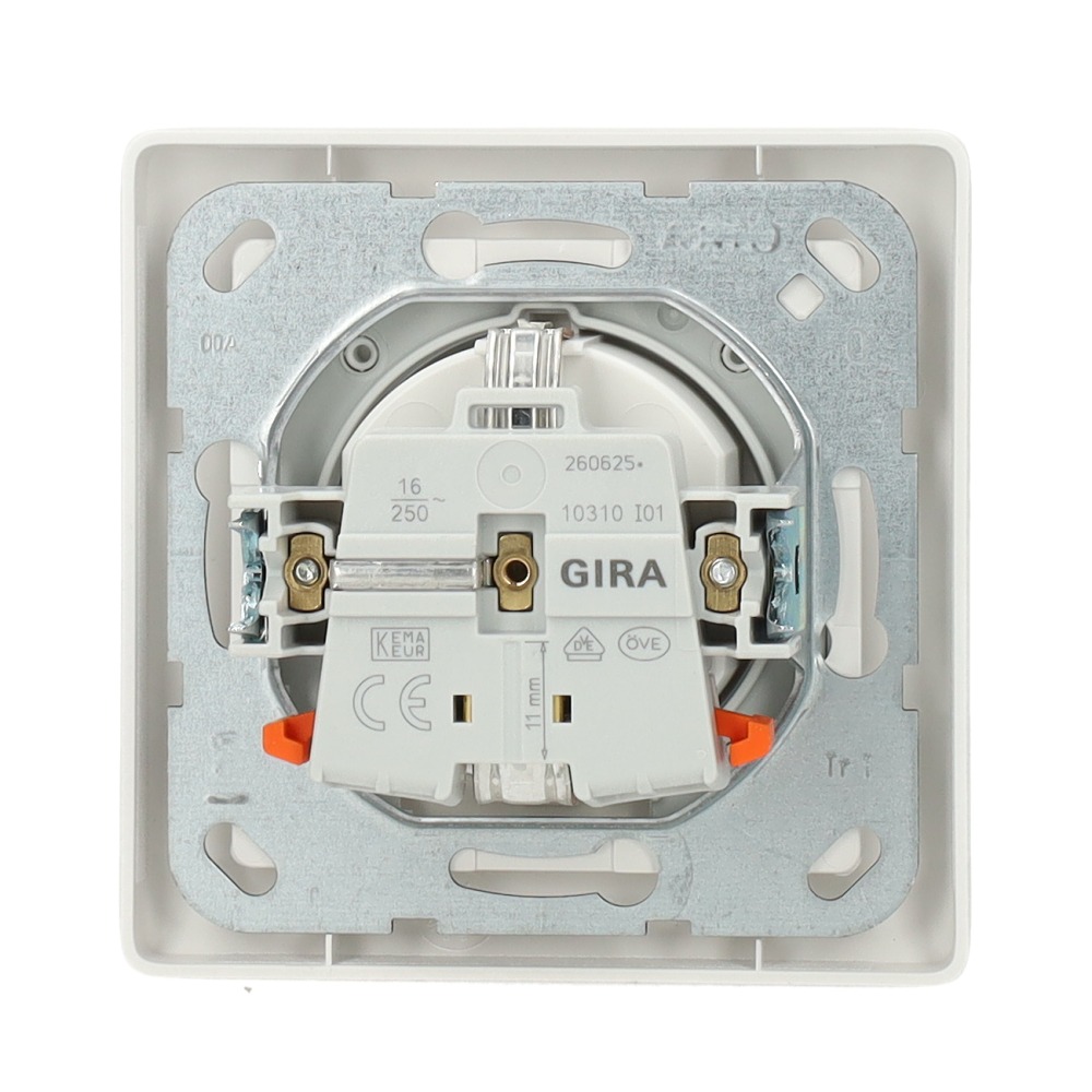 Miniatuur van Gira inbouw stopcontact met randaarde en klapdeksel compleet met afdichtset IP44 en enkelvoudig afdekraam - zuiver wit (415703)