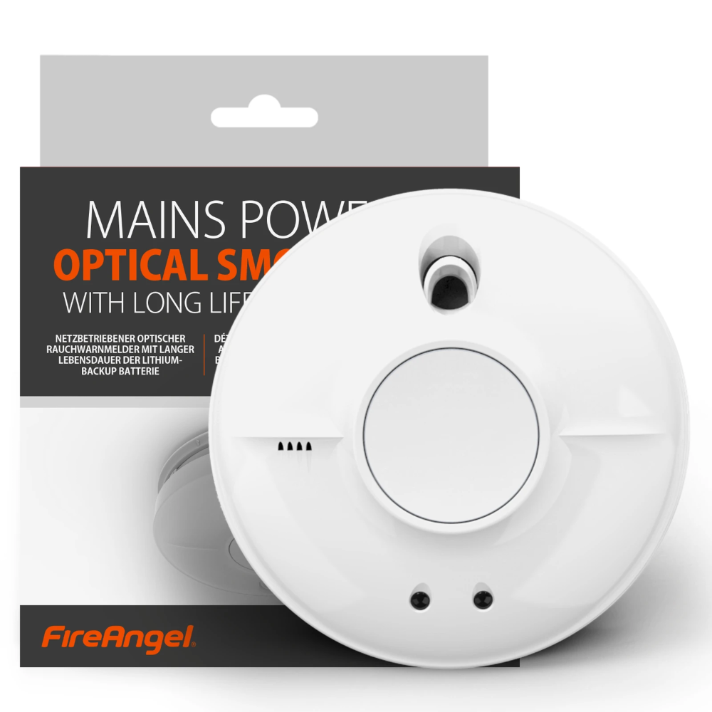 Miniatuur van FireAngel optische rookmelder 230V met 9V lithiumbatterij - bedraad koppelbaar (SW10-EUT)