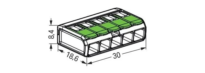 Miniatuur van Wago lasklem 5-voudig 4 mm² per 25 stuks (221-425)