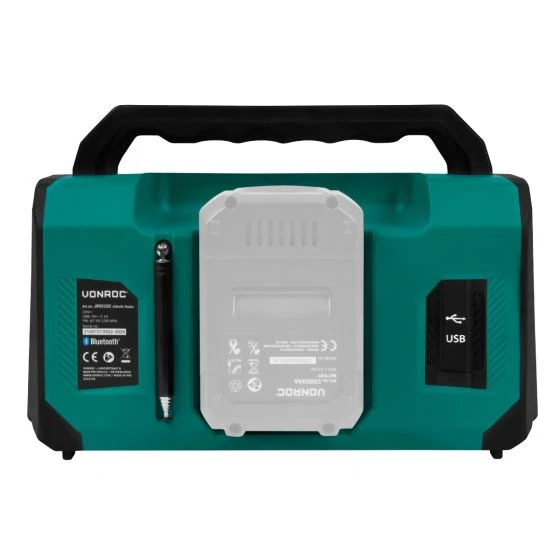 Miniatuur van VONROC accu bouwradio FM Bluetooth USB VPOWER 20V - body zonder accu en lader (JR501DC)