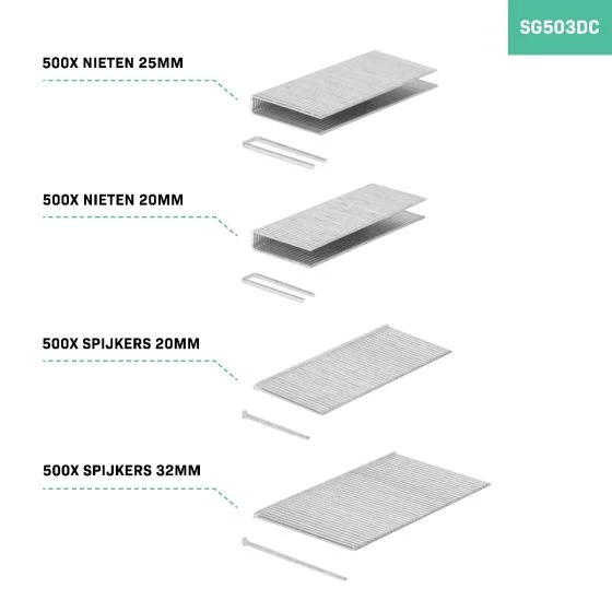 Miniatuur van VONROC accu tacker voor nieten en spijkers tot 32mm VPOWER 20V - body zonder accu en lader (SG503DC)