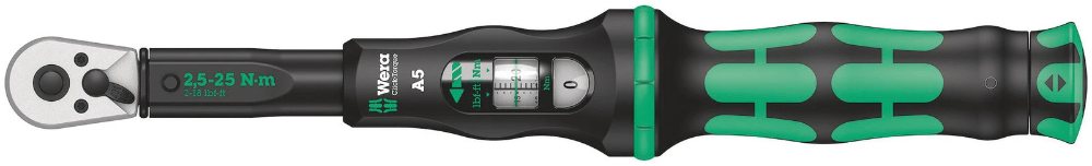 Miniatuur van Wera draaimomentsleutel click-torque A5 met omschakelratel instelbaar 1/4" 2,5-25Nm (05075604001)